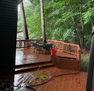 Wood deck restored to original color after washing