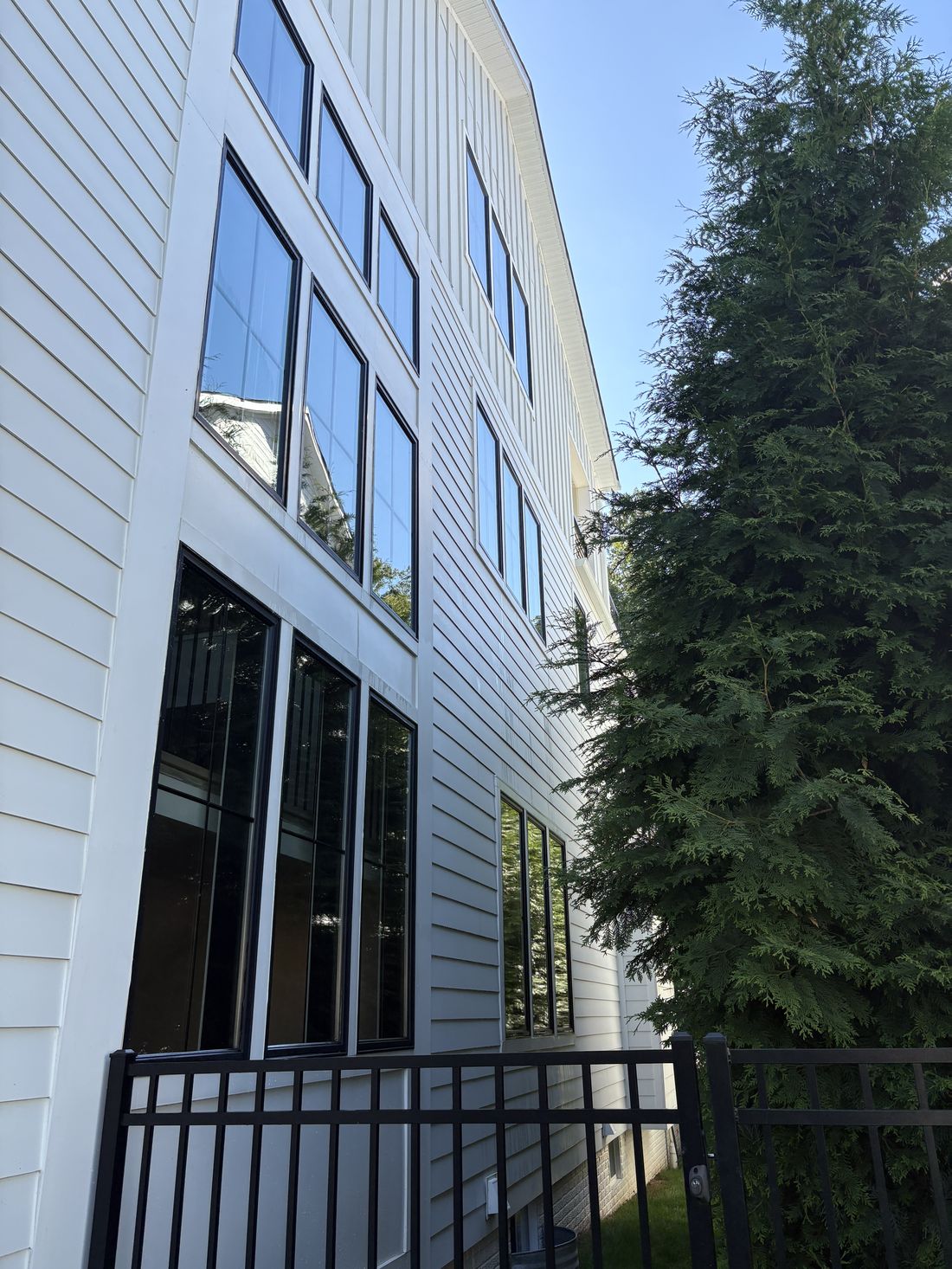 Freshly cleaned windows on a modern home