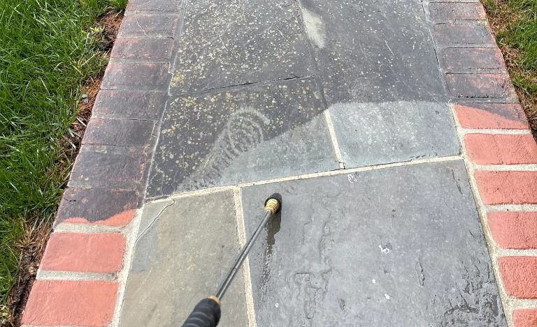 Pressure washing a driveway in Montgomery County MD